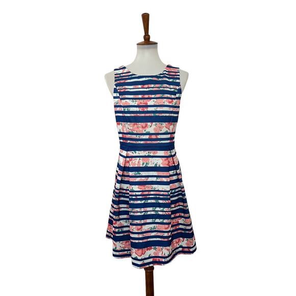 41 Hawthorn Dresses & Skirts - 41 Hawthorn Womens Sleeveless Striped Floral Dress Blue White M Medium